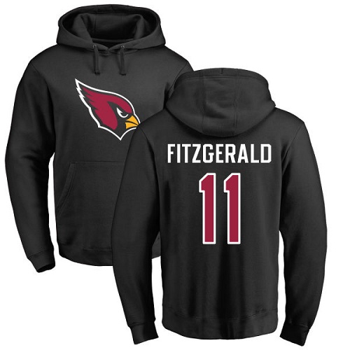 Arizona Cardinals Men Black Larry Fitzgerald Name And Number Logo NFL Football #11 Pullover Hoodie Sweatshirts